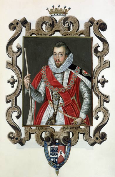 Portrait of Robert Cecil (1563-1612) 1st Earl of Salisbury from 'Memoirs of the Court of Queen Eliza od Sarah Countess of Essex