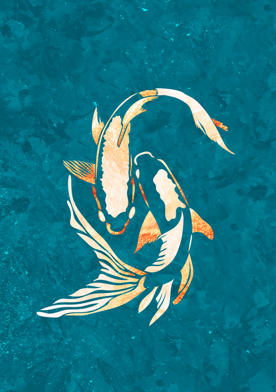 Gold Blue Koi Fish od Sarah Manovski