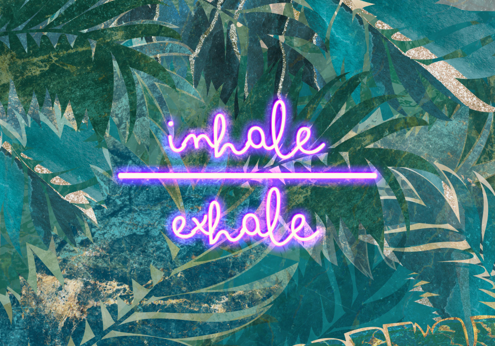 Inhale Exhale neon jungle landscape od Sarah Manovski