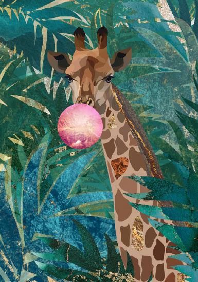 Bubblegum giraffe in the jungle