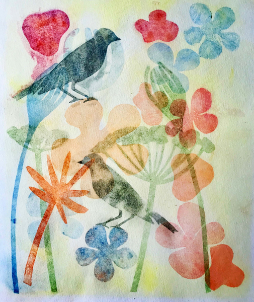 Two birds and flowers od Sarah Thompson-Engels