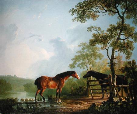 Mare and Stallion in a Landscape od Sawrey Gilpin