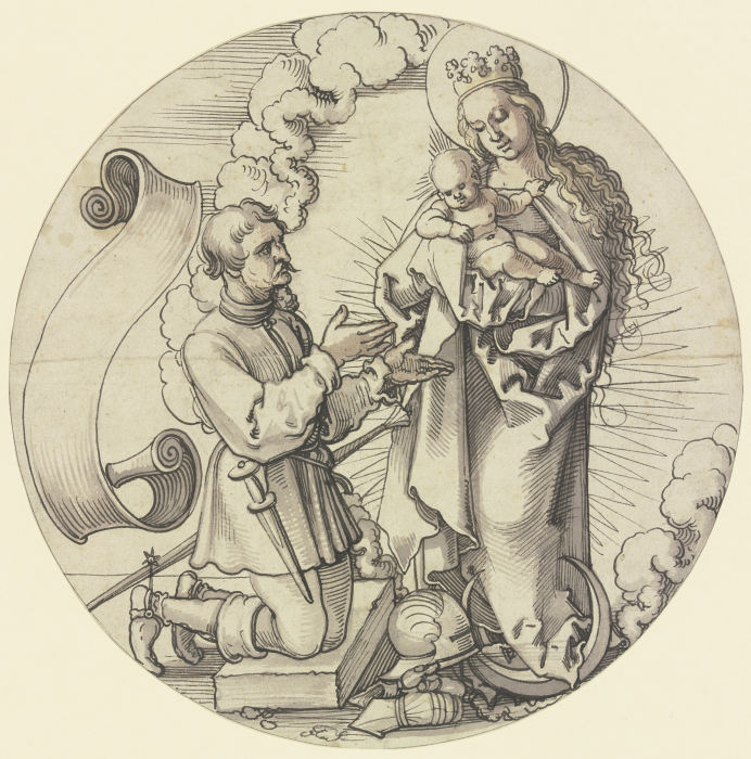 Die Madonna auf der Mondsichel mit einem knienden Ritter als Stifter od Sebald Beham