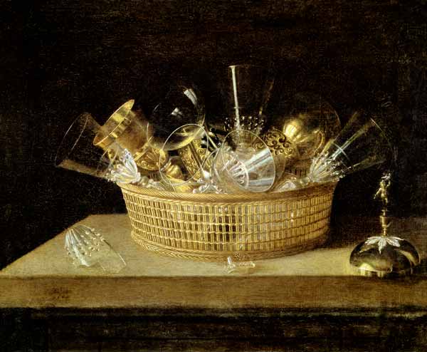 Still Life with a Basket of Glasses od Sebastian Stosskopf