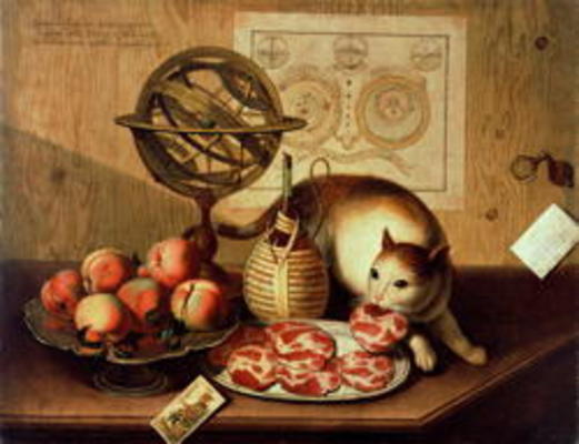 Still Life with Cat (oil on canvas) od Sebastiano Lazzari