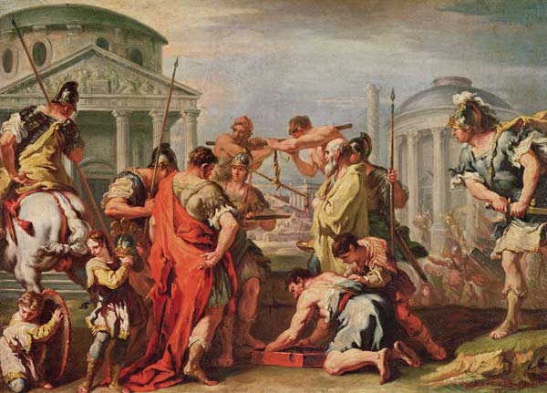 Marcus Furius Camillus (d.c.365 BC) and Brennus (fl.c.389 BC) od Sebastiano Ricci