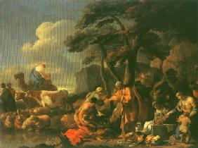 Jacob buries the idol pictures under the oak of Sichem