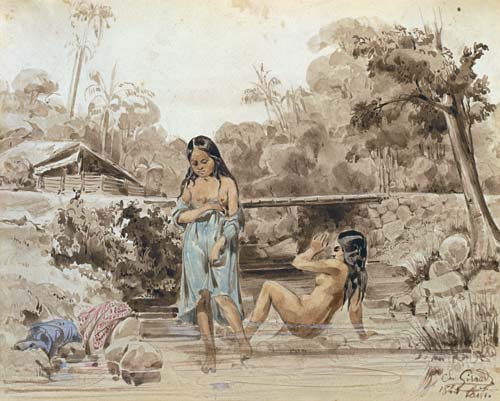 Tahitians Bathing od Sebastien-Charles Giraud