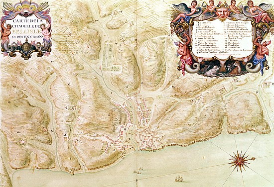 Ms 988 volume 3 fol.33 Map of the town and citadel of Bellisle, from the ''Atlas Louis XIV'', 1683-8 od Sebastien Le Prestre de Vauban