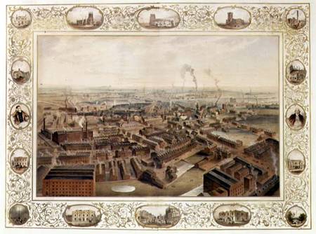 Bolton from Blinkhorn's Chimney with vignettes of Local Buildings od Selim Rothwell