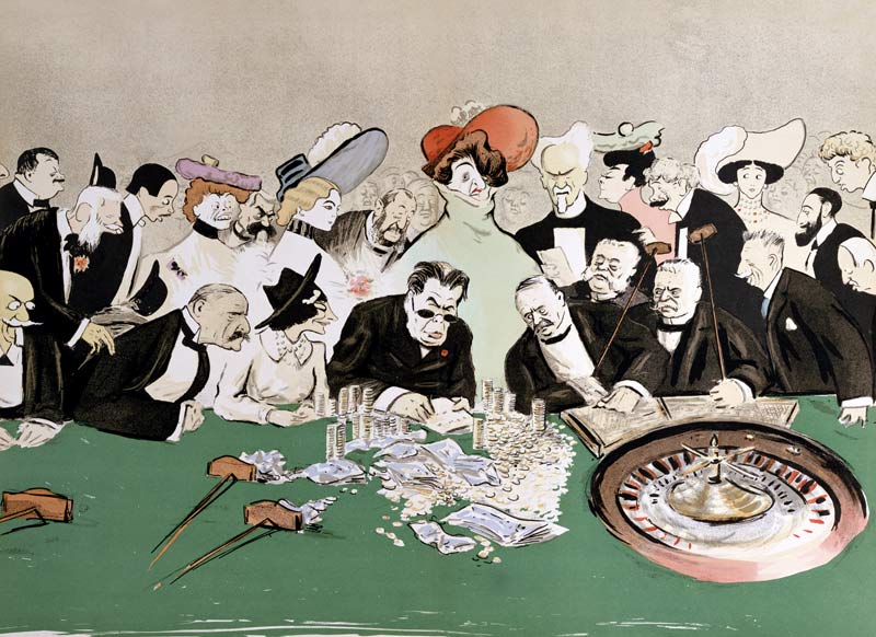 Gamblers in the casino at Monte-Carlo. c.1910 (colour litho) od Sem