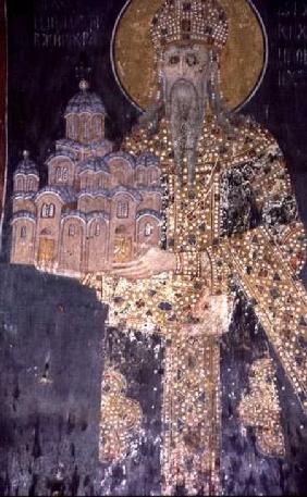 King Stephen Uros II Milutin (r.1282-1321) with a model of the church