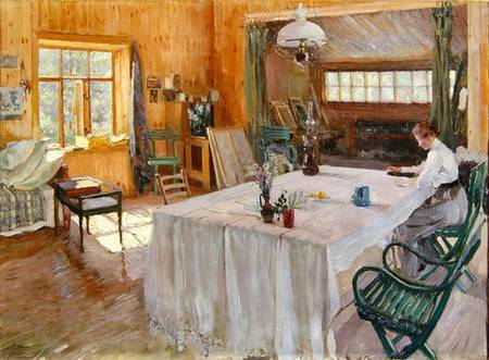 In the House of the Artist Konstantin Korovin (1861-1939) od Sergei Arsenevich Vinogradov