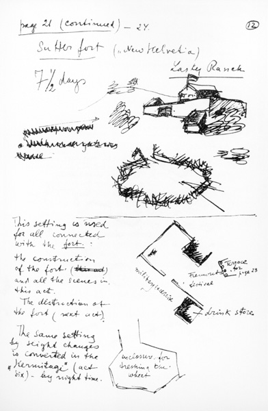 Page 21 of the synopsis of Sutters Gold, c.1930-35 (pen & ink on paper) (b/w photo) od Sergei Eisenstein