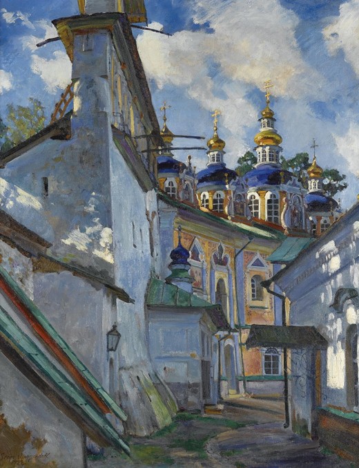 View of the Pskovo-Pechersky Monastery od Sergej Arsenjewitsch Winogradow
