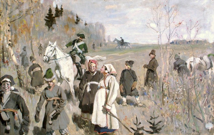 Hunting at the time of the tsar Peter The Great od Sergej Arsenjewitsch Winogradow