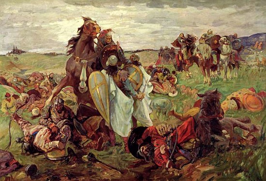 The Battle between Russians and Tatars od Sergey Nikolayevich Arkhipov