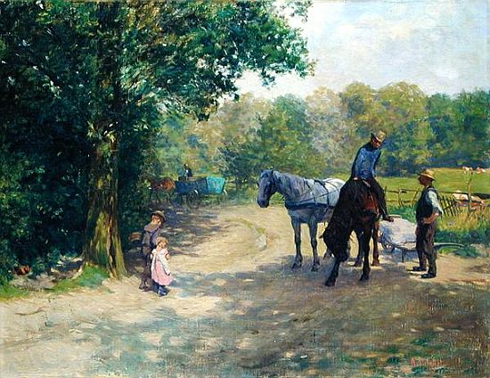 Landscape with Horse and Cart od Arthur Siebelist