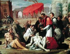St. Charles Borromeo (1538-84) Administering the Sacrament to Plague Victims in 1576  (detail of 786