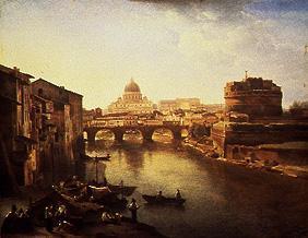 The new Rome. Tiber, angel castle and Petersdom.