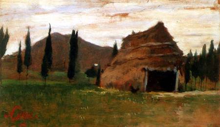 Landscape with a Thatched Hut od Silvestro Lega