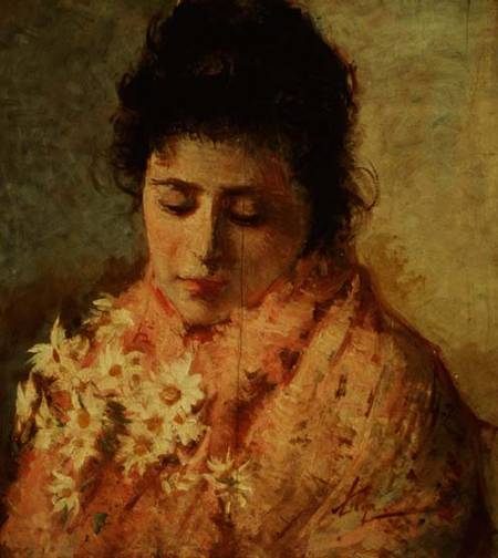 Portrait of a Woman (panel) od Silvestro Lega