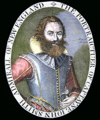 Captain John Smith (1580-1631) (coloured engraving) od Simon de Passe
