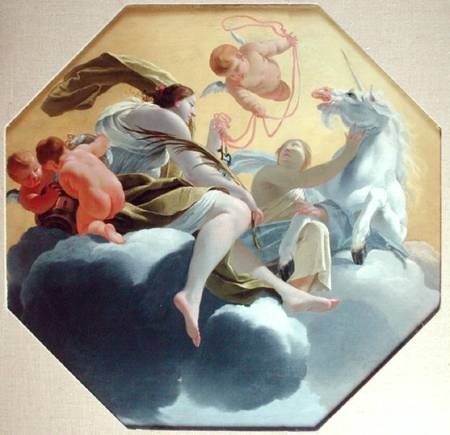 Temperance, from a series of the Four Cardinal Virtues on the ceiling of the Queen's bedroom at Sain od Simon Vouet