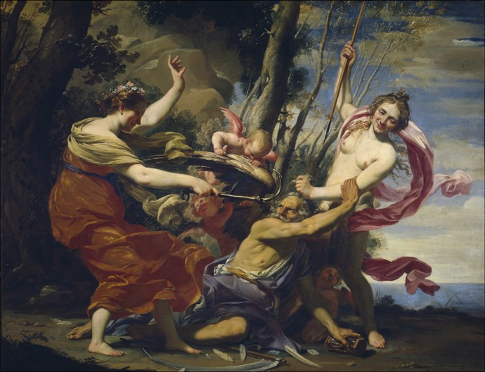 Father Time Overcome by Love, Hope and Beauty od Simon Vouet