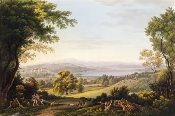 View at Seefeld on Lake Seefeld and Lake Ammer, adapted from J.G. Dillis od Simon Warnberger