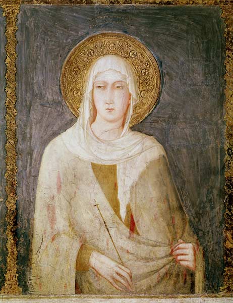 Five Saints, detail of St. Clare od Simone Martini