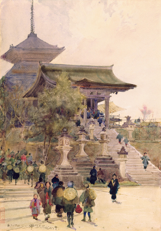 The Entrance to the Temple of Kiyomizu-Dera, Kyoto, with Pilgrims ascending od Sir Alfred East