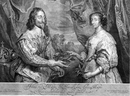 Charles I (1600-49) and Henrietta Maria (1609-69) engraved by George Vertue (1684-1756) after a pain od Sir Anthonis van Dyck