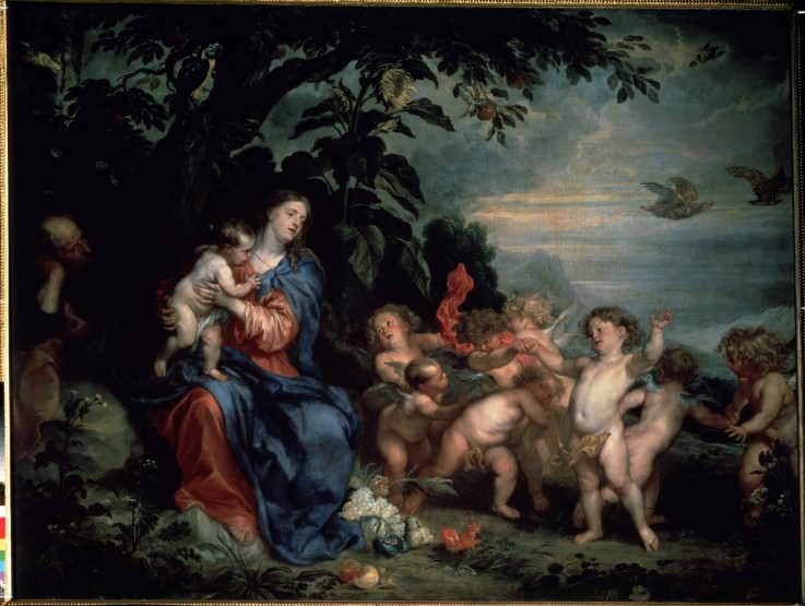 Rest on the Flight into Egypt (Virgin with Partridges) od Sir Anthonis van Dyck