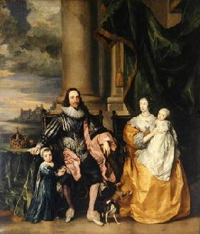 Charles I (1600-49) and his Family (oil on canvas)