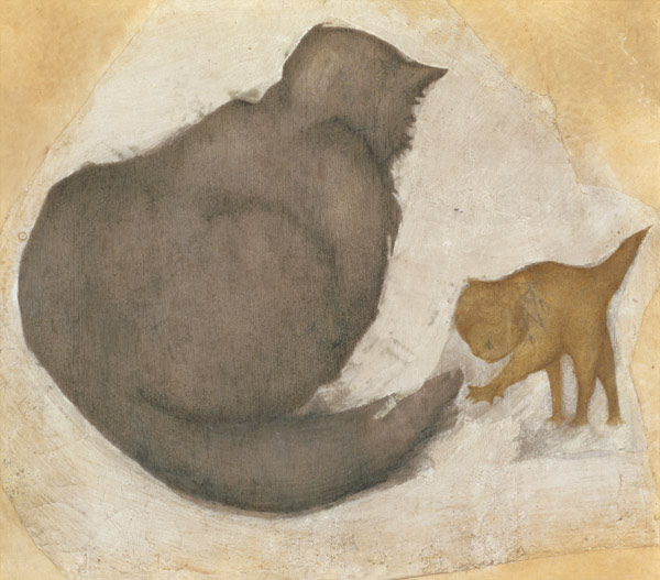 Cat and Kitten (w/c on plaster) od Sir Edward Burne-Jones