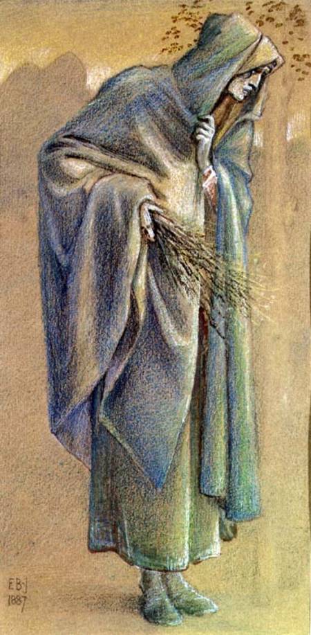 Cloaked figure od Sir Edward Burne-Jones