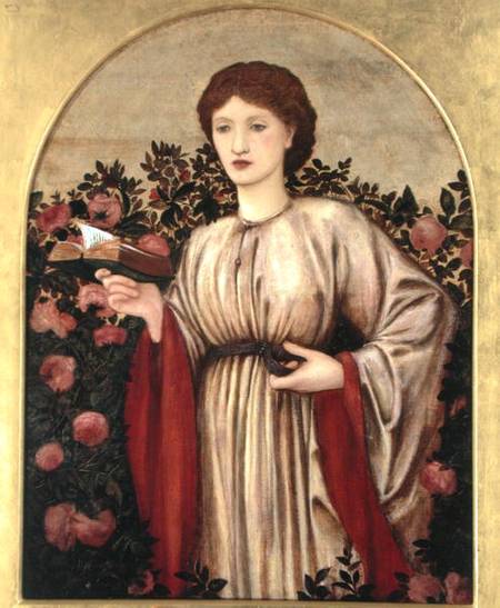 Girl with Book with Roses Behind od Sir Edward Burne-Jones