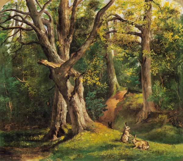 Woodland Scene with Rabbits od Sir Hubert von Herkomer