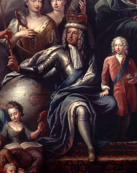 George I and his grandson, Prince Frederick, detail from the Painted Hall od Sir James Thornhill
