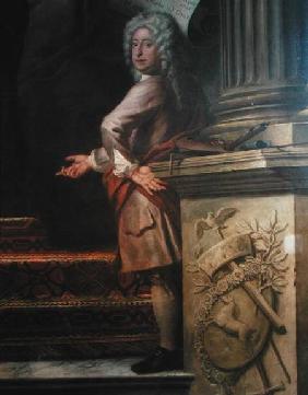 Rear wall painting of the Upper Hall glorifying George I (1660-1727) and the House of Hanover, detai