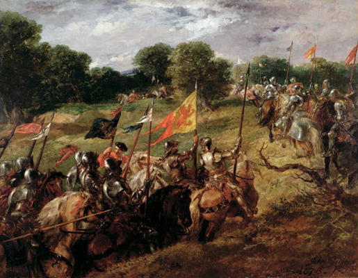 'With all their banners bravely spread', 1878 (oil on canvas) od Sir John Gilbert