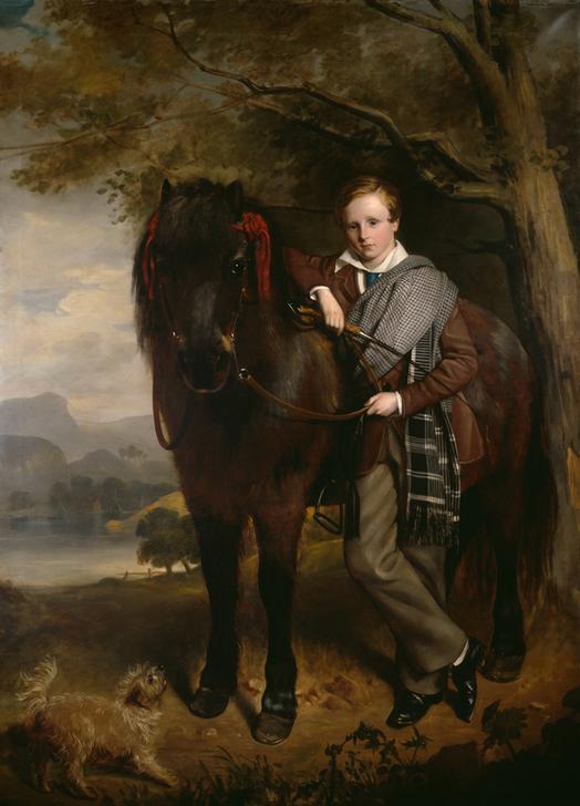 Portrait of a young boy with a pony od Sir John Watson Gordon