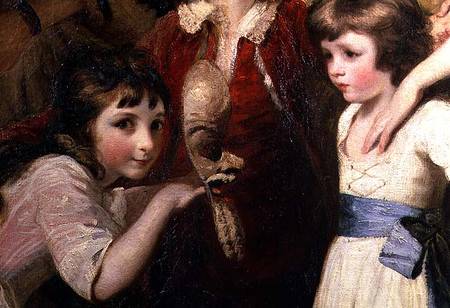 Two Girls, One Playing with a Mask, detail from the painting The Fourth Duke of Marlborough and his od Sir Joshua Reynolds