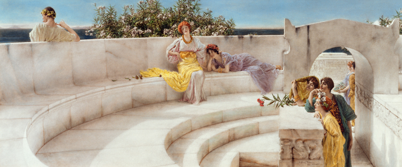 Under the roof of the blue ionic weather od Sir Lawrence Alma-Tadema