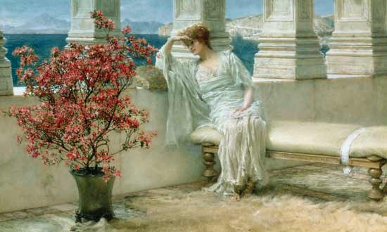 Her eyes are with thoughts and they are far away od Sir Lawrence Alma-Tadema
