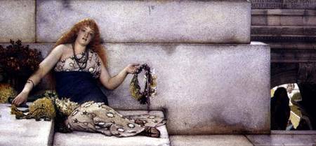 Spring Flowers: Garland Seller on the Steps of the Temple od Sir Lawrence Alma-Tadema