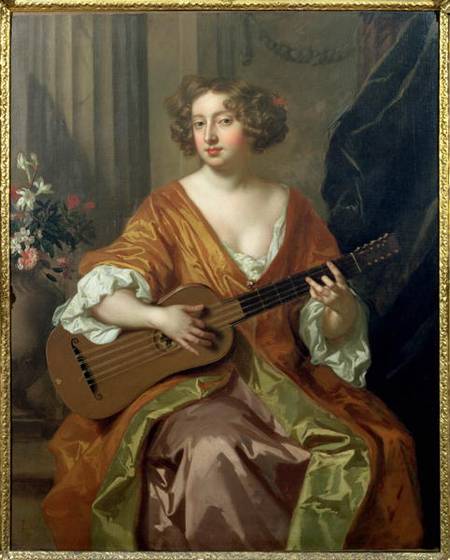 Portrait of Mrs Moll Davies, mistress of Charles II flowers painted by Jean Baptiste Monnoyer (1636- od Sir Peter Lely