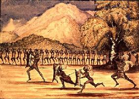 War Dance, illustration from 'The Albert N'yanza Great Basin of the Nile' by Sir Samuel Baker