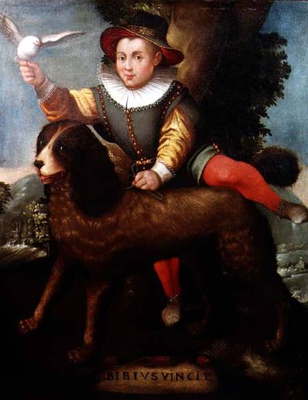 Boy and Dog, `Bibius Vincit' od Sofonisba Anguisciola